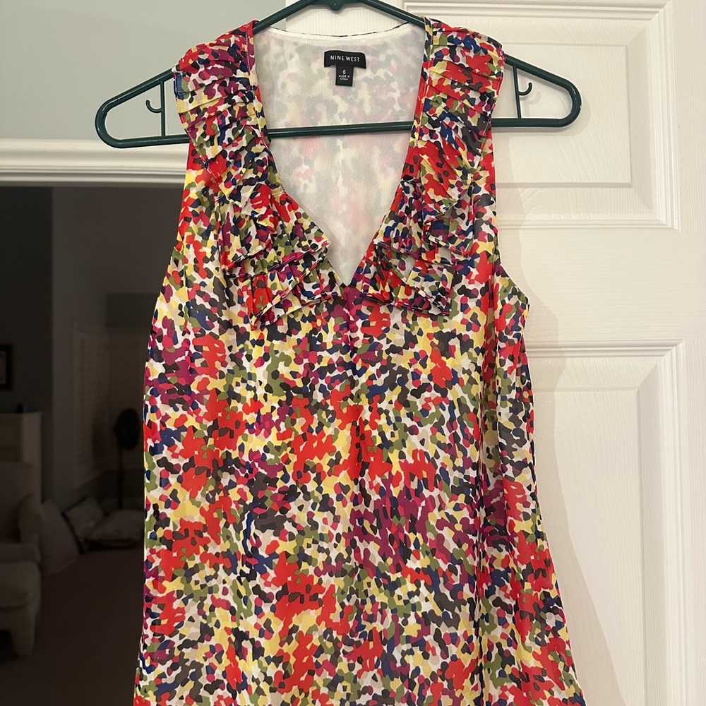 Nine West Colorful Ruffled Blouse